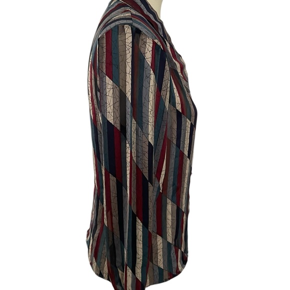 Vintage 90s Notations Multicolored Button Down Shirt with Notched Collar - Picture 8 of 11